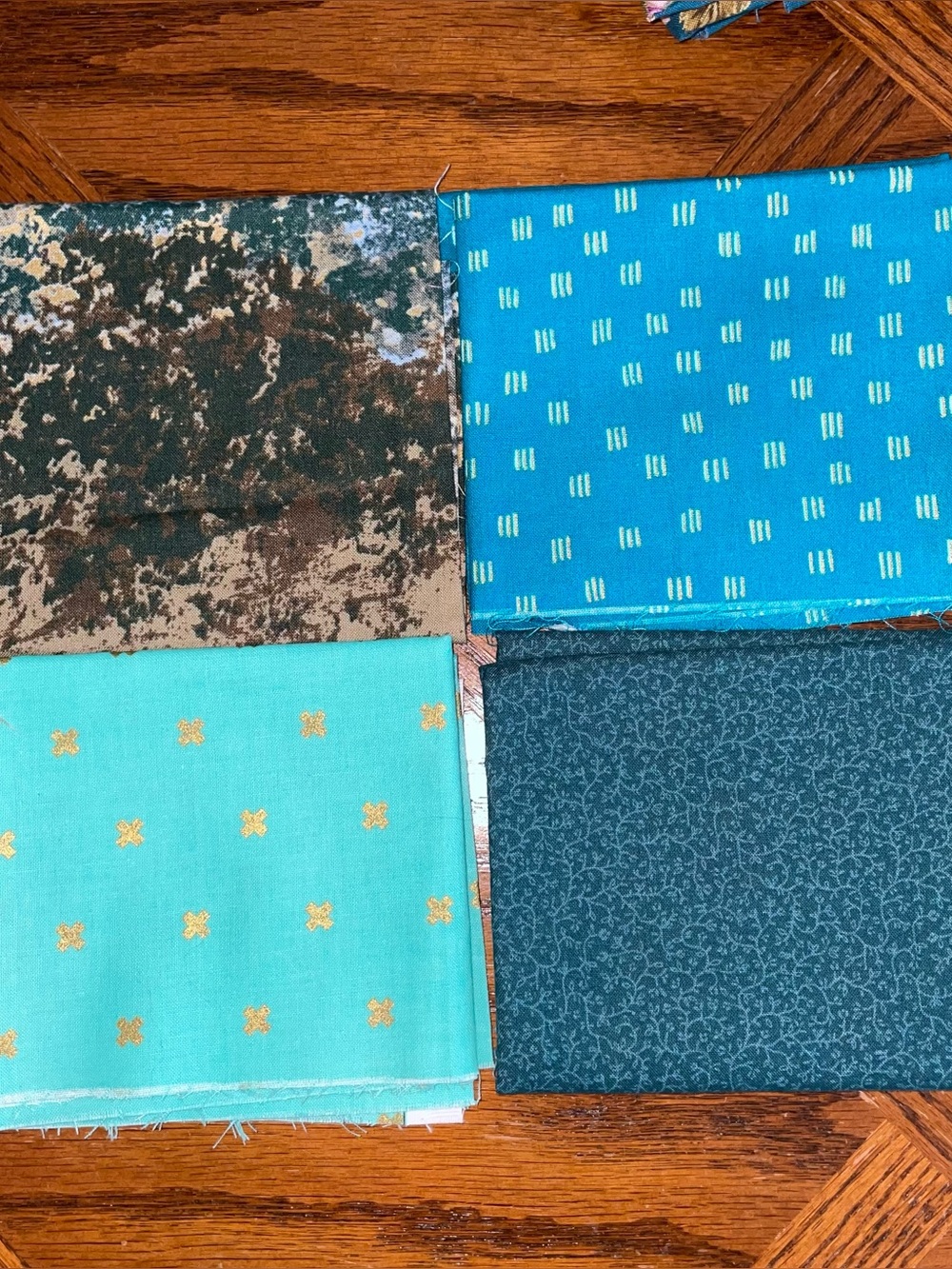 Quilters Cotton 10 Fat Quarters Teal ~ Green Crafts, Sewing, DIY Material - Picture 3 of 10